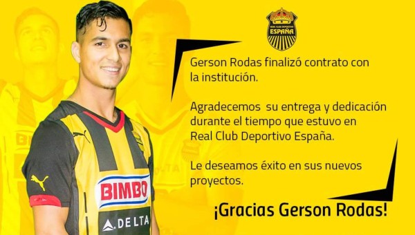 Gerson Rodas no sigue en el Real España