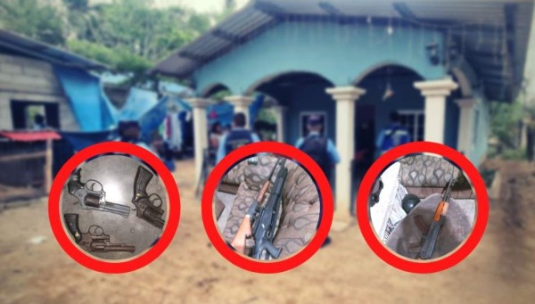 Encuentran 10 armas en interior de vivienda en Puerto Cortés