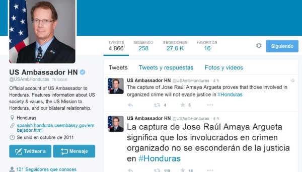 EUA: criminales no se esconderán en Honduras