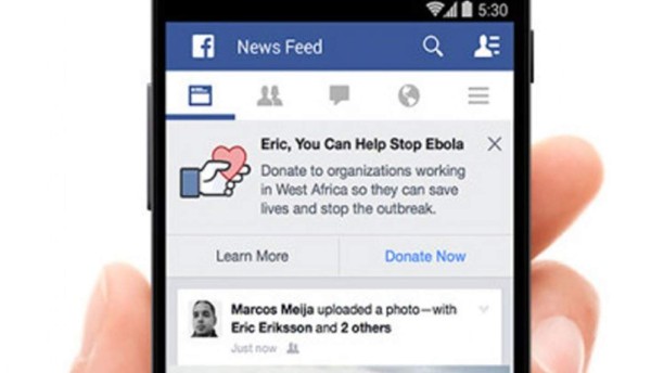 Facebook añade un botón de donaciones para ébola