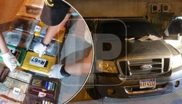 Decomisan 10 kilos de cocaína y dinero en un pick up blindado en San Pedro Sula