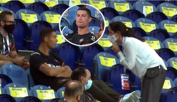 Llaman la atención a Cristiano Ronaldo por no llevar mascarilla en la grada durante el Portugal-Croacia