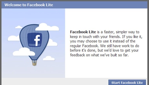 Facebook Lite para smartphones de gama baja