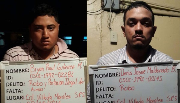 Capturan a dos presuntos asaltantes en San Pedro Sula