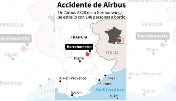 Avión lanzó llamada de socorro antes de estrellarse en Francia