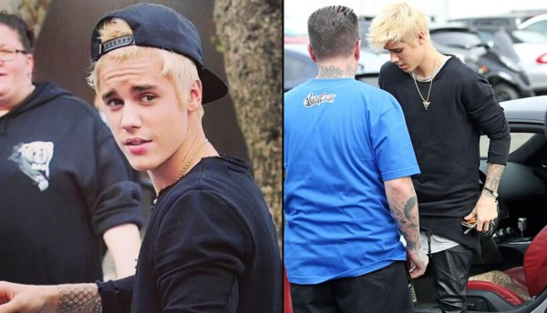 Justin Bieber luciendo su nueva imagen po Selena Gómez