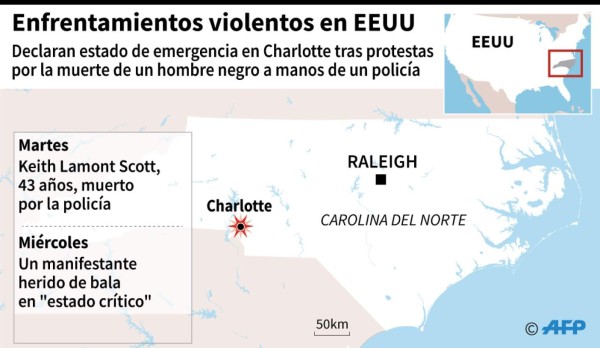 Crisis en las calles de Charlotte: 44 detenidos y nueve heridos