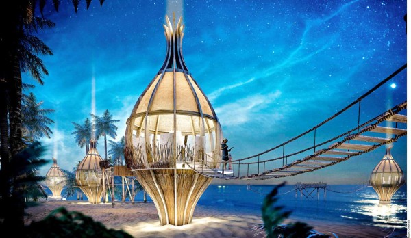 Un hotel en medio de la selva con forma de capullo