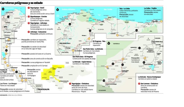 Conduzca con precaución en 80 puntos de peligro vial