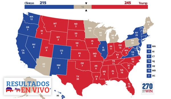 Así quedó el conteo de votos entre Hillary y Donald Trump