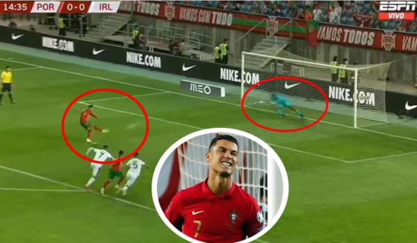 Cristiano Ronaldo falló un penal contra portero de 19 años en el Portugal-Irlanda