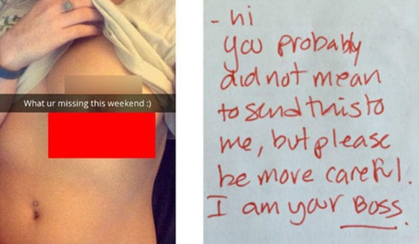 Joven envía foto erótica a su jefe por error