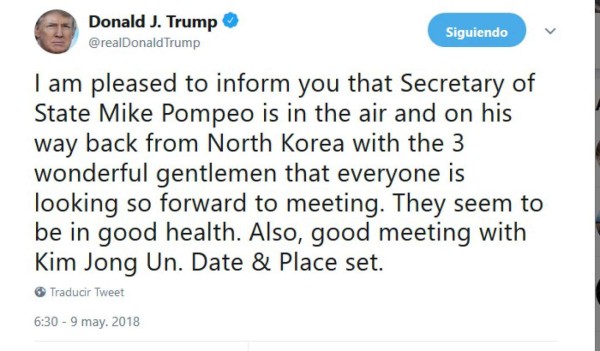 Trump anuncia la liberación de tres estadounidenses por Corea del Norte