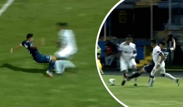 Marcelo Santos expulsado en el clásico capitalino por esta violenta falta contra Ever Alvarado