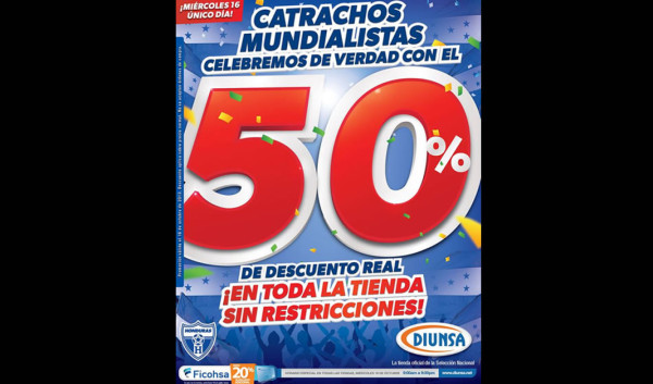 Diunsa celebra clasificación de Honduras dando descuento de 50%