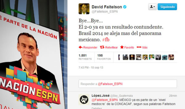 Faitelson sufre en Twitter por la pérdida de México contra EUA