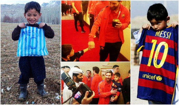 Murtaza no quería despegarse de Messi y el árbitro tuvo que retirarlo en brazos