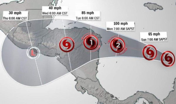 El Salvador en alerta amarilla por el huracán Iota