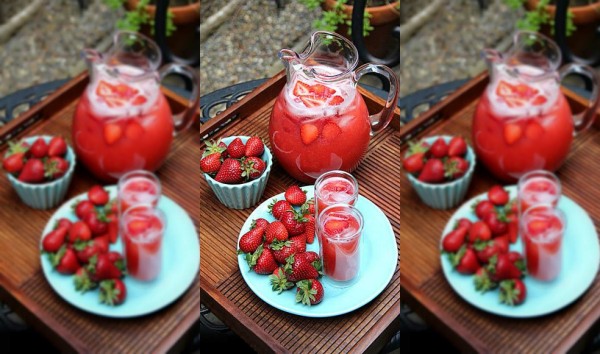 Limonada granizada de fresa y sandía