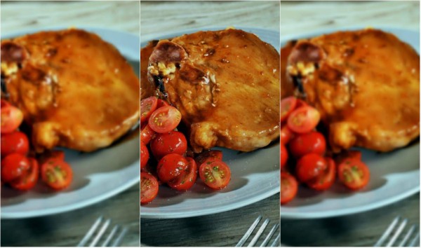 Chuletas con salsa BBQ al horno