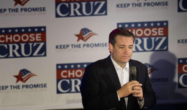 OKLAHOMA CITY, OK - FEBRUARY 28: Republican presidential candidate Ted Cruz makes a speech to supporters during a campaign rally February 28, 2016 in Oklahoma City, Oklahoma. Cruz discussed his plans to improve the country and his commitment to uphold the Constitution. J Pat Carter/Getty Images/AFP== FOR NEWSPAPERS, INTERNET, TELCOS & TELEVISION USE ONLY ==