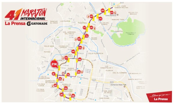 Nuevo recorrido de los 21 km de la 41 Maratón LA PRENSA