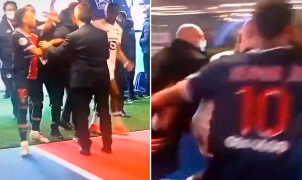 Neymar enloqueció y casi se va a los golpes con Tiago Djalo del Lille en el túnel de vestuarios