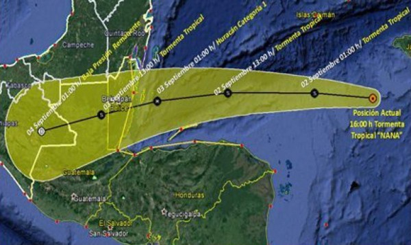 Tormenta tropical Nana se podría convertir en huracán a 200 km al norte de Tela