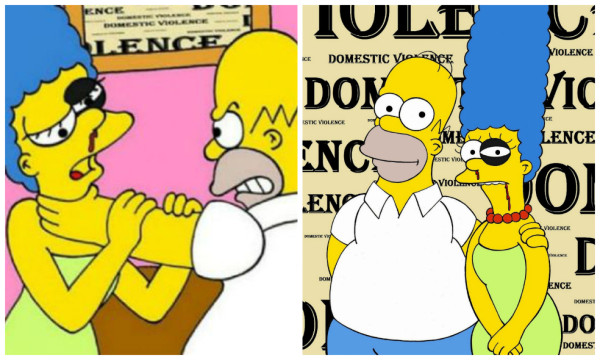 Homero golpea a Marge Simpson