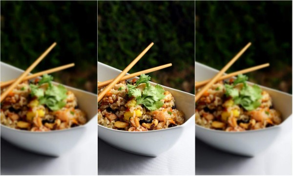 Arroz frito tailandés con piña