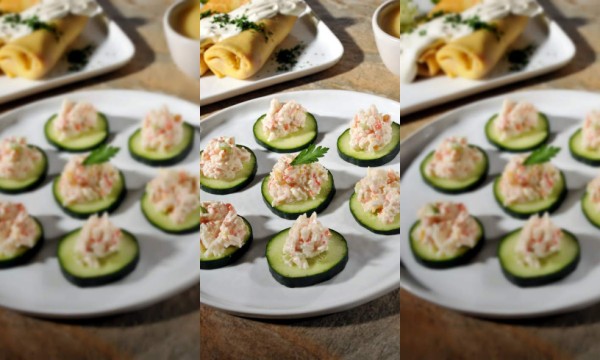 Montados de surimi en pepino