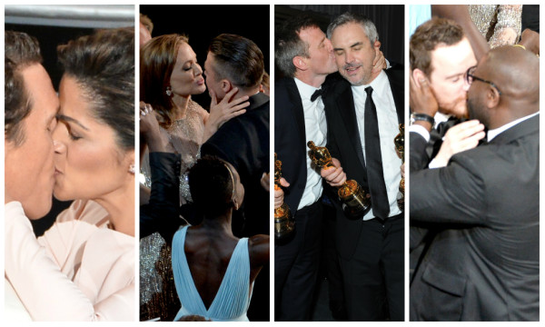 Los besos entre Matthew McConaughey y Camila Alves, Angelina Jolie y Brad Pitt, Spike Jonze besó Alfonso Cuarón y Steve McQueen a Michael Fassbender.