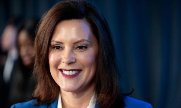 Michigan Gov. Gretchen Whitmer speaks at the General Motors Detroit- Hamtramck assembly plant on January 27, 2020 in Detroit, Michigan. - GM announced a $2.2 billion USD investment at its Detroit- Hamtramck assembly plant to produce a variety of all-electric trucks and SUVs. GM's first all-electric truck will be a pickup with production scheduled to begin in late 2021. Detroit-Hamtramck will be GM's first fully-dedicated electric vehicle assembly plant. (Photo by JEFF KOWALSKY / AFP) (Photo by JEFF KOWALSKY/AFP via Getty Images)