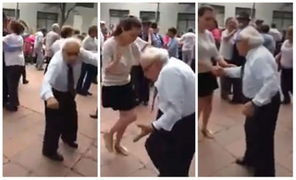 Anciano vuelve a sorprender con sus bailes