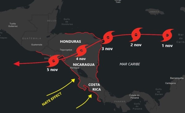 El próximo martes se formaría el huracán Eta en el Caribe de Honduras