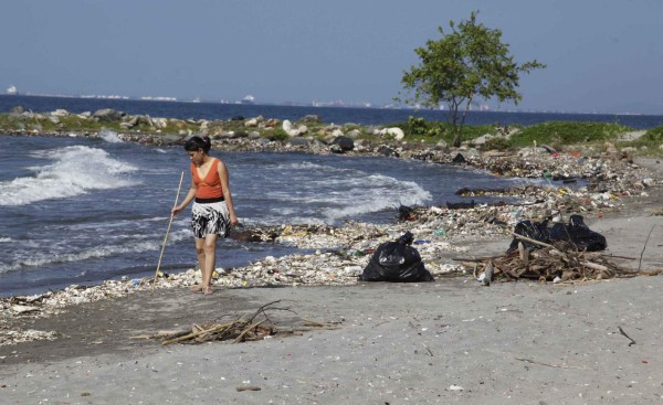 Un cocodrilo venía en basura que llega a playas de Omoa