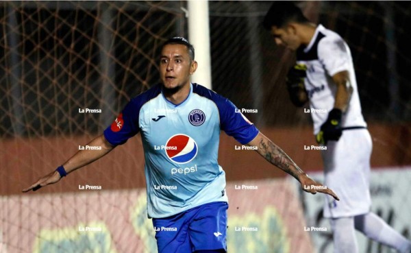 Erick Andino celebrando su gol contra el Honduras Progreso. Foto Neptalí Romero