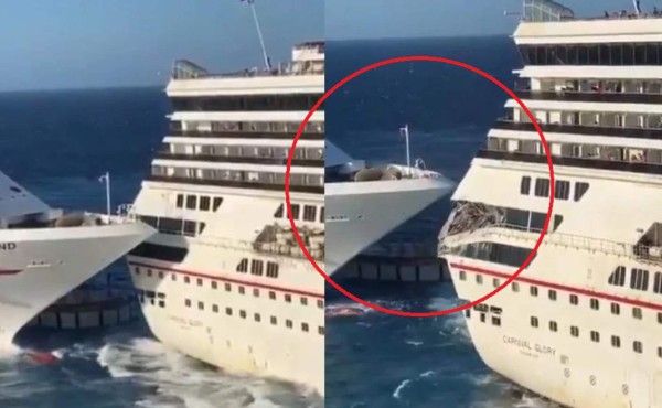 Video viral: Captan el momento exacto del choque entre dos cruceros en México