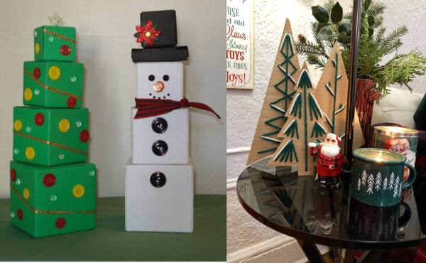 Adornos navideños hechos de cartón&nbsp;&nbsp;