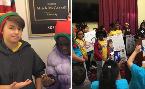 Niños entregan cartas y carbón en el Congreso por una solución a TPS y DACA