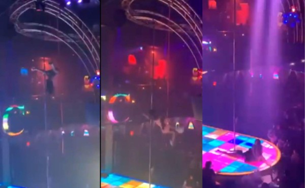 Video viral: Stripper sufre tremenda caída desde el tubo y sigue bailando
