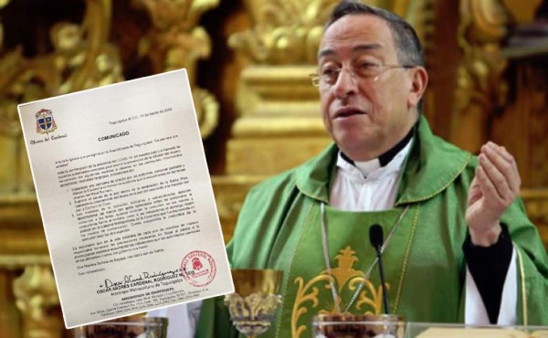 Cardenal Rodríguez pide suprimir saludo en misas tras confirmarse coronavirus en Honduras