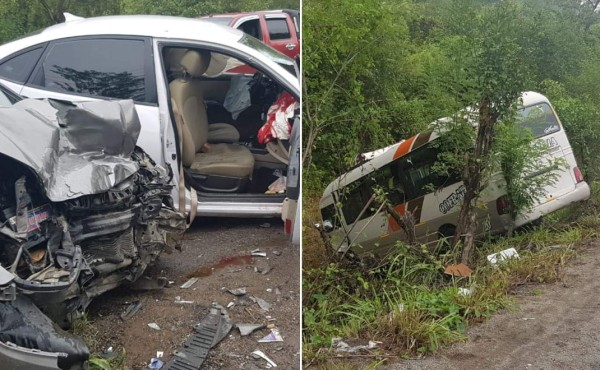 Varios heridos deja triple colisión entre turismos y un microbús en San Pedro Sula
