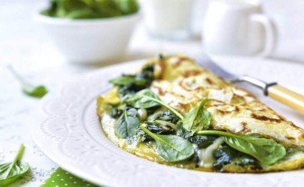 Tortilla de espinacas y queso de cabra