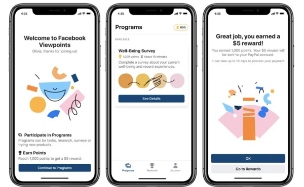Facebook lanza una app que pagará a usuarios que respondan encuestas