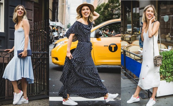 Combina calzado deportivo con vestidos