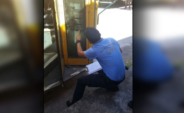 Un agente inspecciona el bus donde se encontró el producto ilegal.