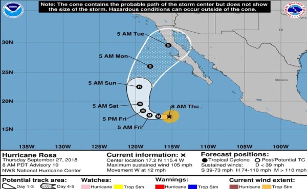 Rosa se fortalece a huracán 4 y deja lluvias en México