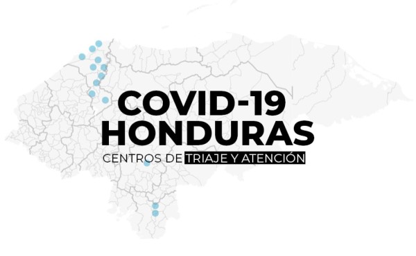 Mapa de centros de triajes para atención por covid-19 en Honduras