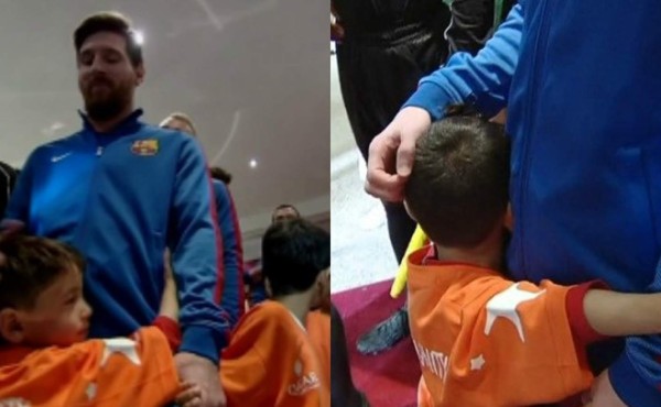 Murtaza no quería despegarse de Messi y el árbitro tuvo que retirarlo en brazos